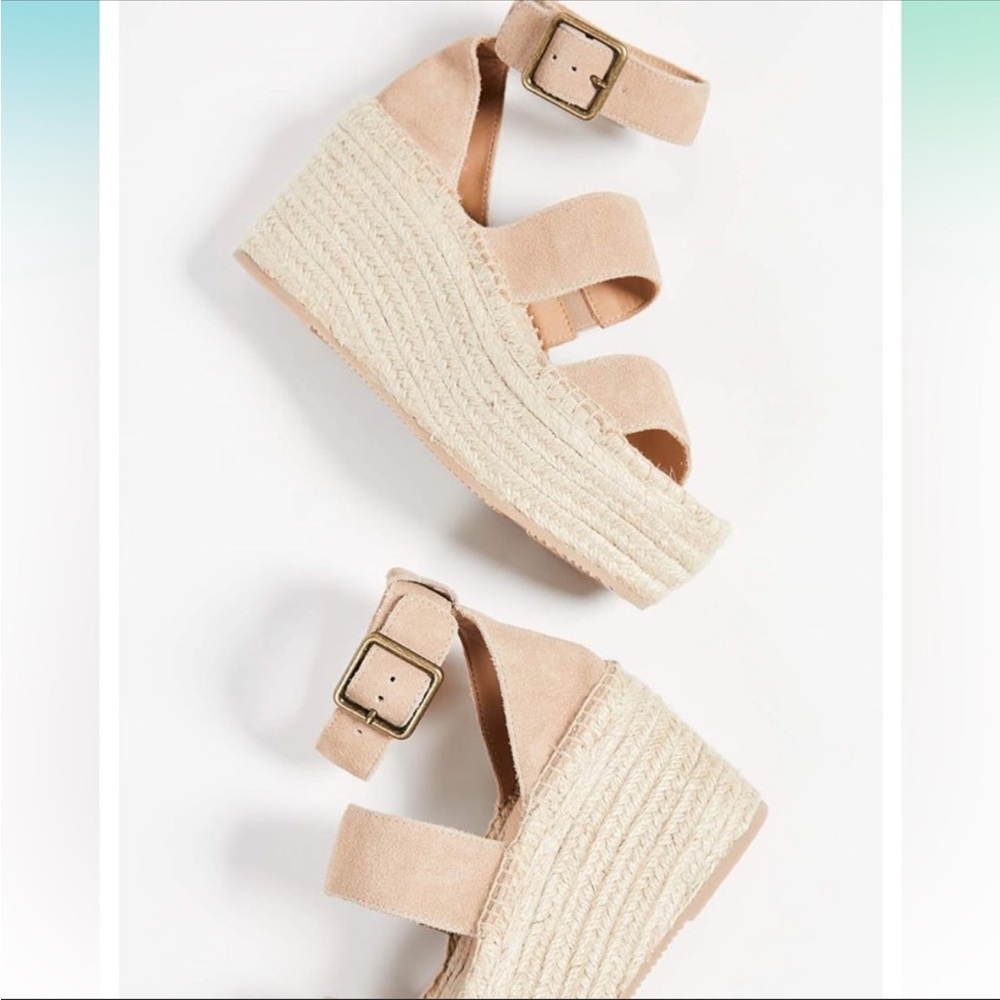 Soludos Palma Suede Espadrille Platform Wedge Sandal in Tan